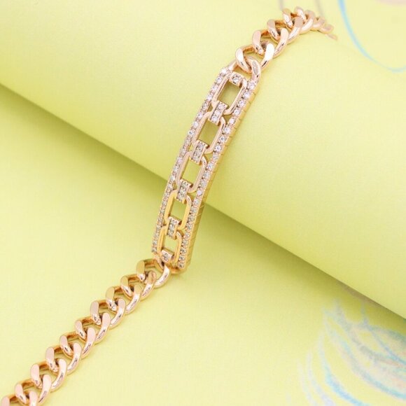 "Elegant Rose Gold Bracelet with Crystal Link Detailing, XPBL0847 - Picture 7 of 12